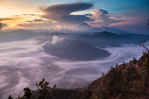 Melihat Gunung Berapi Bromo Saat Matahari Terbit Jawa Indonesia — Stok Foto