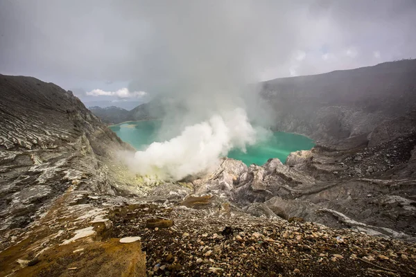 All Interno Del Vulcano Ijen Giava Indonesia — Foto Stock