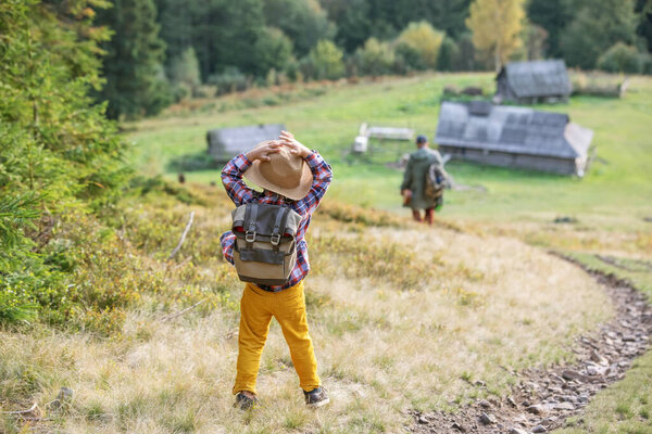 Happy Family Resting Mountains Autumn Stock Photo