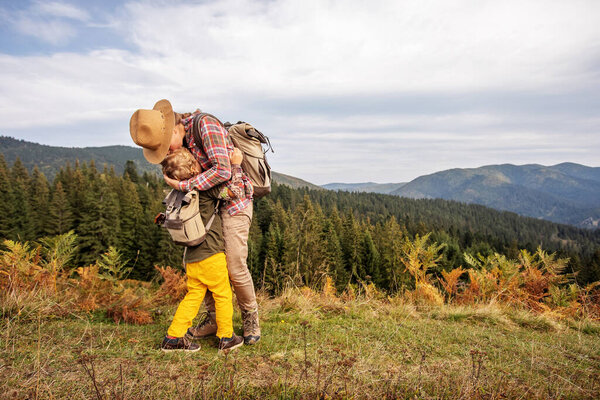 Happy Family Resting Mountains Autumn Royalty Free Stock Photos