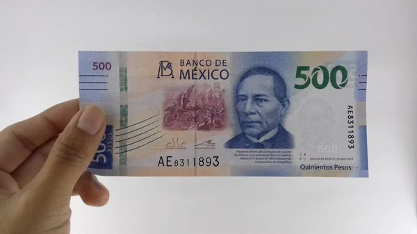 Dinero Mexicano Mano — Foto de Stock