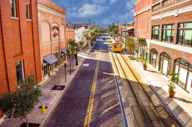 Ybor şehir Tampa Bay, Florida. Tramvay 8 Ave içinde 19 Ocak 2019 Üstten Görünüm.