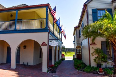 St Augustine, Florida. 26 Ocak 2019. St. George St Old Town Florida's Historic Coast (4, on yedinci yüzyıl Konakları)