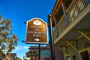  St Augustine, Florida. 26 Ocak 2019. Castillo de San Marcos Fort St. George St, Old Town Florida's Historic Coast içinde üstten görünüm