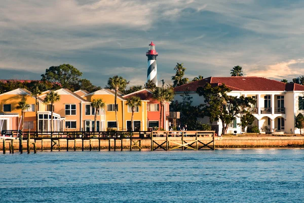 San Agustín Florida Enero 2019 Faro Viejo Muelle Colorido Fondo — Foto de Stock