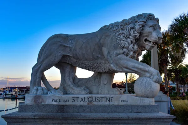 Augustine Florida Ledna 2019 Lev Mostě Lions Postaveném Roce 1924 — Stock fotografie