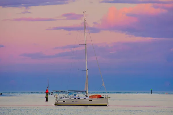 Augustine Florida Januar 2019 Segelboot Vor Wunderschönem Sonnenuntergang Der Historischen — Stockfoto