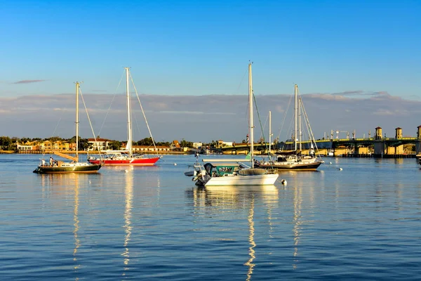 Augustine Florida January 2019 Sailboats Bridge Lions Florida Historic Coast — Stock Photo, Image