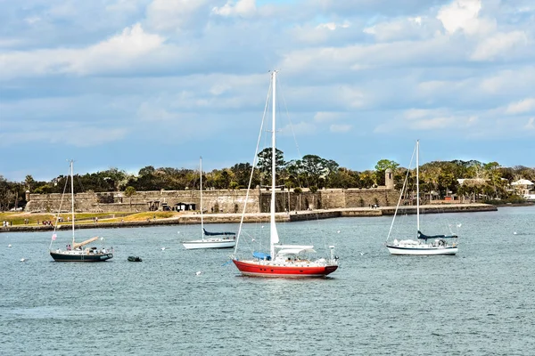 San Agustín Florida Enero 2019 Velero Castillo San Marcos Fort — Foto de Stock