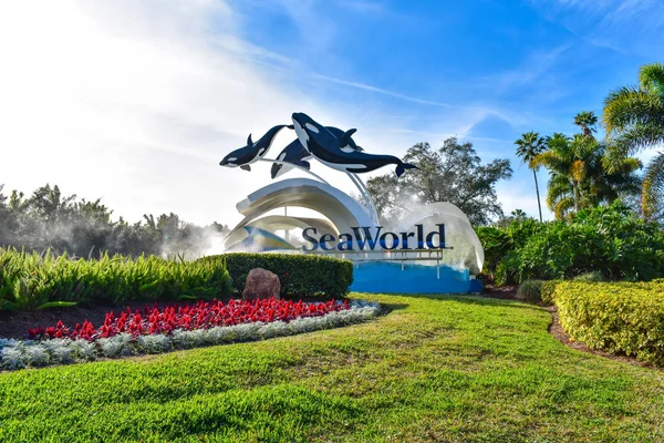 Orlando Florida December 2018 Panorámás Kilátás Nyílik Seaworld Sign International — Stock Fotó