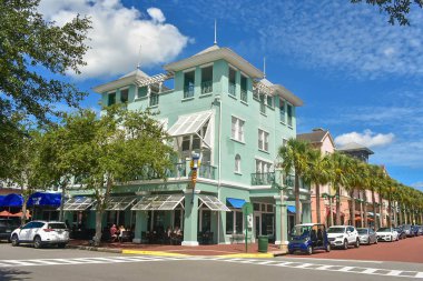 Orlando, Florida. 15 Ocak 2019. Celebration Town Kissimmee bölgesinde, renkli köşe