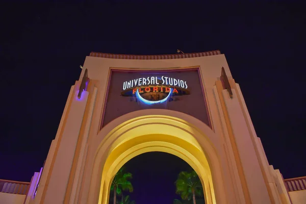 Orlando Floridě Února 2019 Pohled Shora Universal Studios Oblouku Noci — Stock fotografie