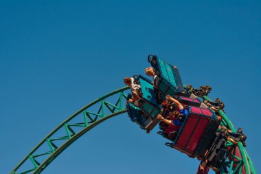 Tampa, Florida. 26 Aralık 2018 zevk döner Kobra'nın laneti Roller Coaster'Bush bahçeleri Tampa Körfezi içinde insanlar