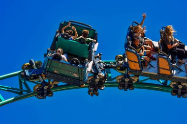 Tampa, Florida. 26 Aralık 2018 Cobra'nın eğleniyor insanlar Roller Coaster Bush bahçeleri Tampa Bay Tema Parkı, lanet.