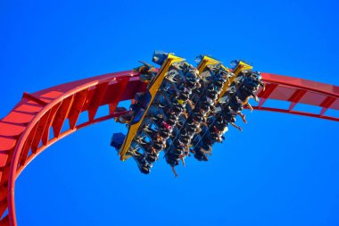 Tampa, Florida. 26 Aralık 2018. Rollercoaster'Bush bahçeleri Tampa Körfezi'ndeki inanılmaz zevk insanlar ters