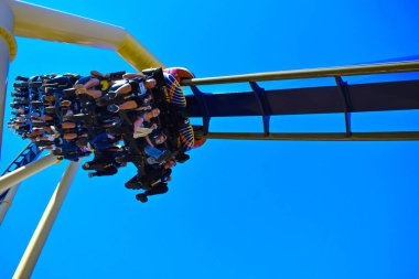Tampa, Florida. 26 Aralık 2018 Montu Rollercoaster git it ride! Bush bahçeleri Tampa Bay Tema Parkı