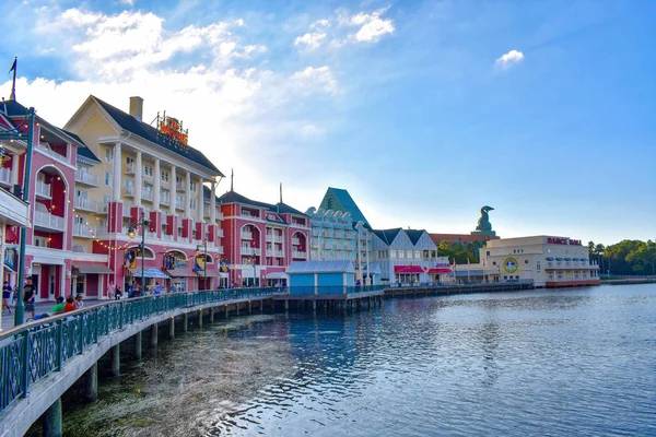 Orlando Florida February 2019 Colorful Dockside Waterfront Panoramic View Cloudy — Stock Photo, Image