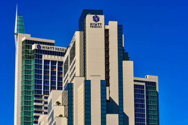 Orlando, Florida. 12 Ocak 2019. Hyatt Regency Hotel International Drive alan adlı üstten görünüm .