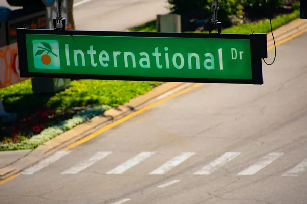 Orlando Florydzie Stycznia 2019 International Drive Zielony Znak International Drive — Zdjęcie stockowe
