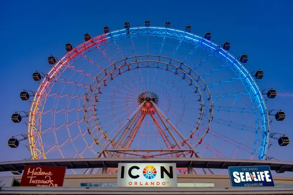 Orlando Florida Januari 2019 Bovenaanzicht Van Big Wheel Kleurrijke Zonsondergang — Stockfoto