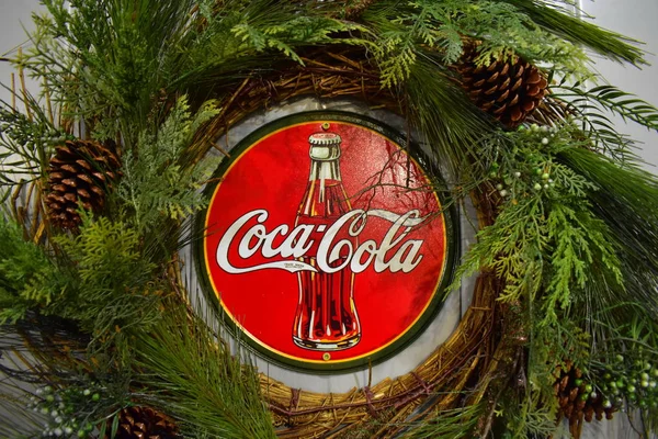 Орландо Флорида Листопада 2018 Урожай Coca Cola Плакат Різдвяних Прикрас — стокове фото