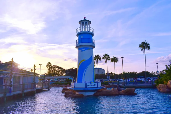 Orlando Florida November 2018 Seaworld Leuchtturm Auf Untergangshintergrund Internationalen Fahrgebiet — Stockfoto