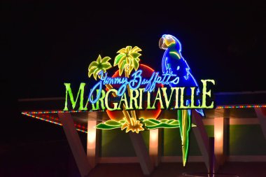 Orlando, Florida. 19 Ekim 2018 Karayip Margaritaville tabelaya Universal Studios Citywalk..