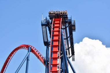 Tampa, Florida. 06 Ekim 2018. İnsanlar, en yüksek noktası, Sheikra Rollercoaster'Bush bahçeleri Tampa Körfezi