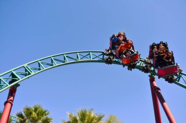 Tampa, Florida. 25 Ekim 2018 güzel insanlar ve çocuklar enjoyins Kobra'nın laneti rollercoaster Bush bahçeleri Tampa Bay Tema Parkı, şaşırtıcı.