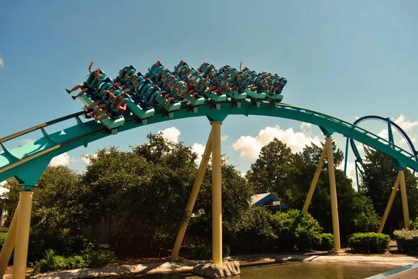 Orlando, Florida. 21 Eylül 2018. Kraken'ı en yaratıcı tasarlanmış şimdiye kadar yapılmış, Seaworld lunapark trenine biridir.