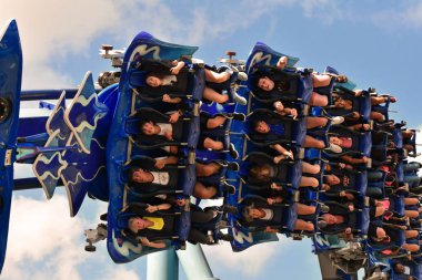 Orlando, Florida. 29 Eylül 2018. Şaşırtıcı Manta Ray Rollercoaster at Seaworld Tema Park