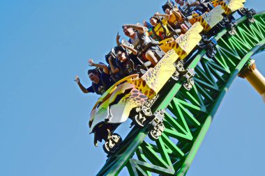 Tampa, Florida; September 29, 2018 Roller coaster Cheetah Hunt is a steel roller coaster located at Bush Gardens clipart