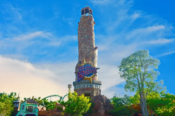 Orlando Floridě Září 2018 Panoramatický Pohled Adventure Island Lighthouse Oblačno — Stock fotografie