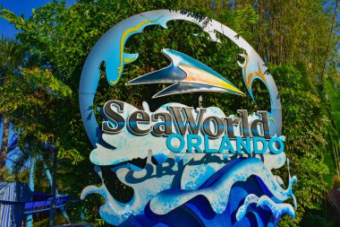Orlando, Florida. 26 Şubat 2019. Tema Park SeaWorld işareti.