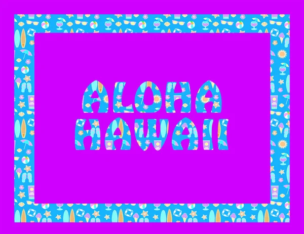 Aloha Hawaii Letras Fondo Magenta — Archivo Imágenes Vectoriales