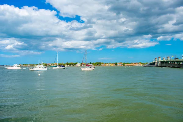 Augustine Florida March 2019 Sailboats Lightblue Cloudy Sky Background Florida — Stock Photo, Image