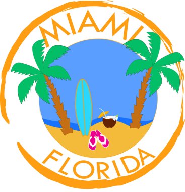 Miami, Florida 'da. Illustration, grafik tasarım.