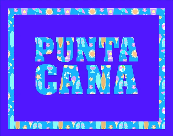 Punta Cana Lettering Fundo Azul — Vetor de Stock