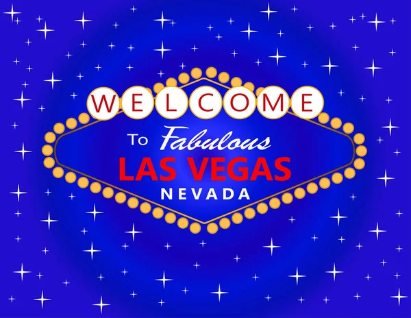 Las Vegas Rode Witte Letters Met Witte Sterren Blauwe Achtergrond — Stockvector