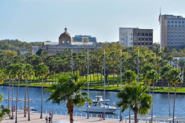 Tampa Bay, Florida. Cupula ilk Baptist Kilisesi, Hillsborough nehir ve kent merkezinde riverwalk 02 Mart 2019 Üstten Görünüm.