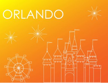 Orlando atractions renkli arka planda beyaz çizgi; Çizgi sanatı