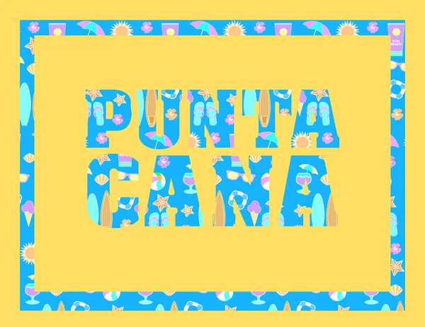 Punta Cana Lettering Yellow Backround — Stock Vector