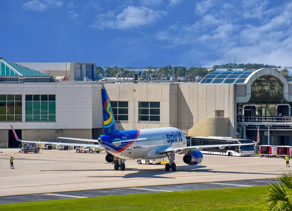 Orlando Florida 2019 Blick Auf Flugzeug Von Spirit Airlines Gate — Stockfoto