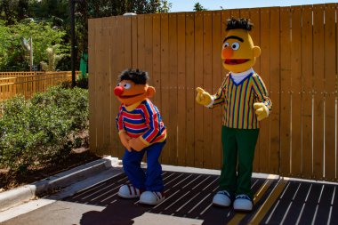Orlando, Florida. April 20, 2019.  Bert and Ernie in Sesame Street area. at Seaworld in International Drive area (32) clipart
