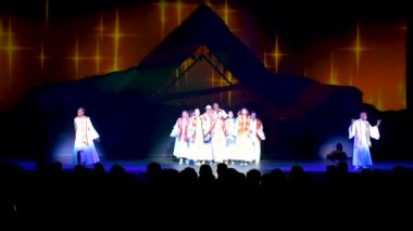 Orlando, Florida. 25 Aralık 2018. Koro Seaworld O Wondrous Gece gösterisinde heyecan verici Noel ilahisi söylüyor.