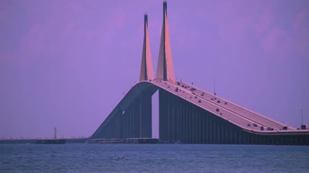 Tampa Bay Florida Panoramisch Uitzicht Bob Graham Sunshine Skyway Bridge — Stockvideo