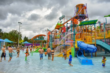 Orlando, Florida. 07 Nisan 2019. Kata's Kookaburra Koyu yeni başlayanların vücut slaytlar, su spouts ve Aquatica (3 havuzları içerir)
