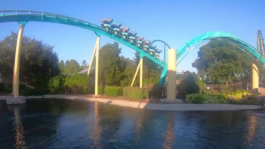 Orlando, Florida. 26 Mayıs 2019. International Drive alanında Seaworld tarafından Kraken rollercoaster üst görünümü