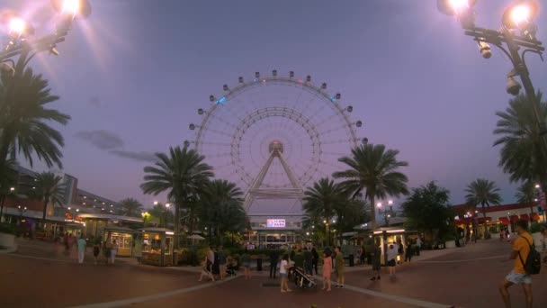 Orlando Florida Mayo 2019 Ojo Orlando Colorido Iluminado Área International — Vídeo de stock