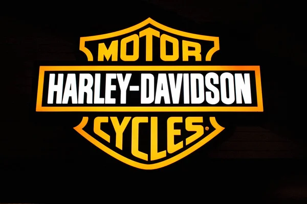 stock image Orlando, Florida. June 15, 2019 Harley Davidson logo in Disney Springs at Lake Buena Vista 